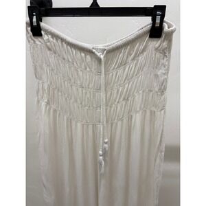 O'Neill White Textured Gauze Smocked Strapless Wide Leg Jumpsuit‎ Large Boho